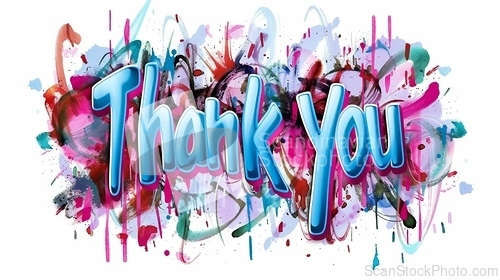 Image of Words Thank You created in Graffiti Calligraphy.