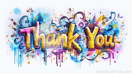 Image of Words Thank You created in Graffiti Calligraphy.