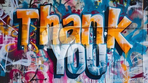 Image of Words Thank You created in Graffiti Typography.