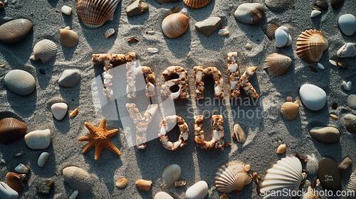 Image of Granite Stone Thank you concept creative art poster.