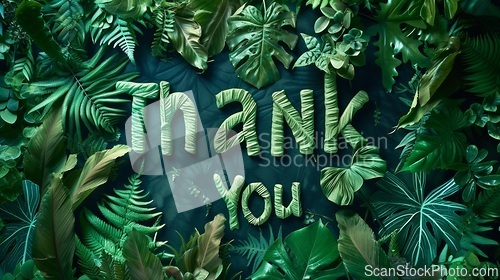 Image of Green Thank you concept creative art poster.