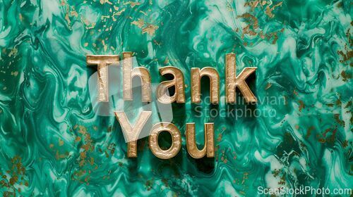 Image of Green Marble Thank you concept creative art poster.