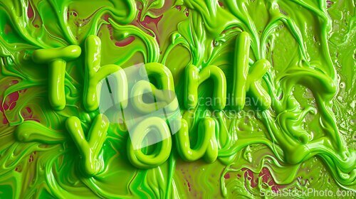 Image of Green Slime Thank you concept creative art poster.