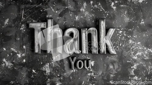 Image of Grey Glossy Surface Thank you concept creative art poster.