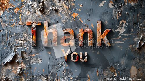 Image of Grey Glossy Surface Thank you concept creative art poster.