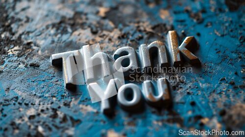 Image of Grey Glossy Surface Thank you concept creative art poster.