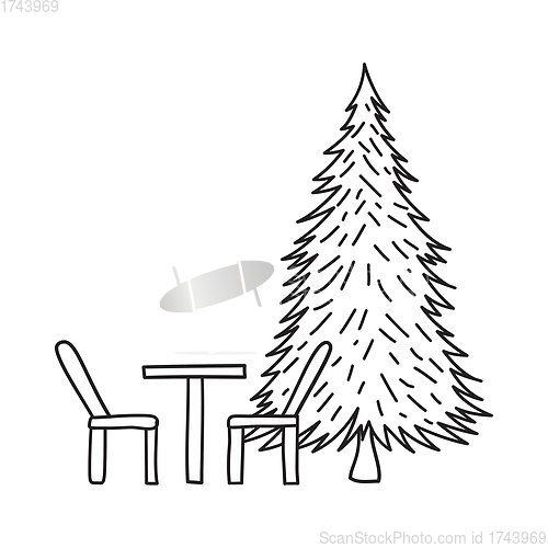 Image of Icon Of Park Seat And Pine Tre