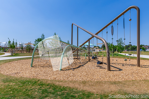 Image of Large public city playground, panorama of modern urban area