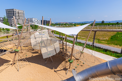 Image of Large public city playground, panorama of modern urban area