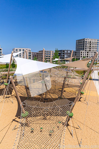 Image of Large public city playground, panorama of modern urban area