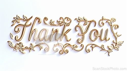 Image of Words Thank You created in Embossed Calligraphy.