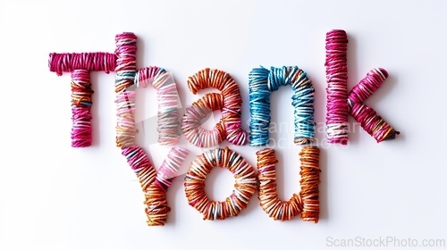 Image of Words Thank You created in Embroidery Lettering.
