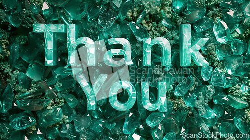 Image of Emerald Crystal Thank you concept creative art poster.