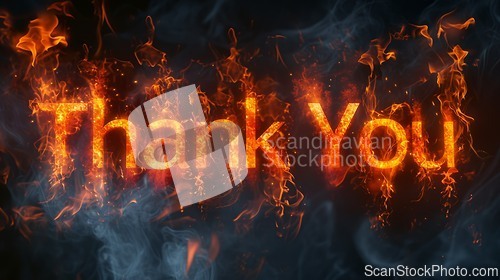 Image of Fire Thank you concept creative art poster.