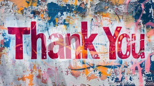 Image of Fresco Thank you concept creative art poster.