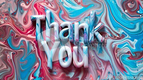 Image of Holo Marble Thank you concept creative art poster.