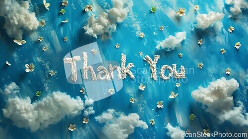 Image of Heaven Thank you concept creative art poster.