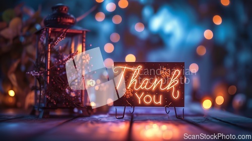 Image of Indirect Lighting Thank you concept creative art poster.