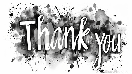 Image of Words Thank You created in Ink Drawing.