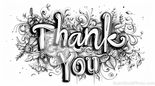 Image of Words Thank You created in Ink Drawing.