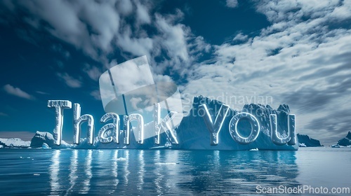Image of Iceberg Thank you concept creative art poster.