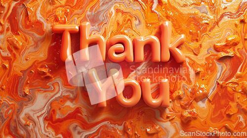 Image of Orange Marble Thank you concept creative art poster.