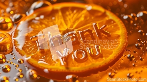 Image of Orange Glass Thank you concept creative art poster.