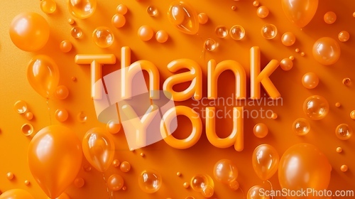 Image of Orange Glossy Surface Thank you concept creative art poster.