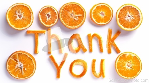 Image of Words Thank You created in Orange Typography.