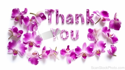 Image of Words Thank You created in Orchid Petal Letters.