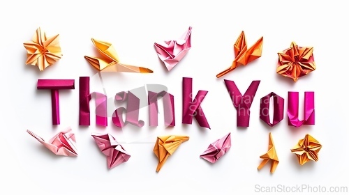 Image of Words Thank You created in Origami Lettering.