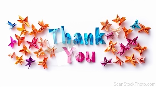 Image of Words Thank You created in Origami Lettering.