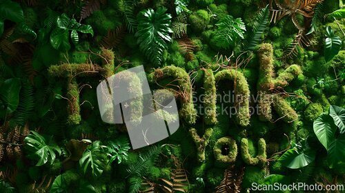 Image of Moss Thank you concept creative art poster.