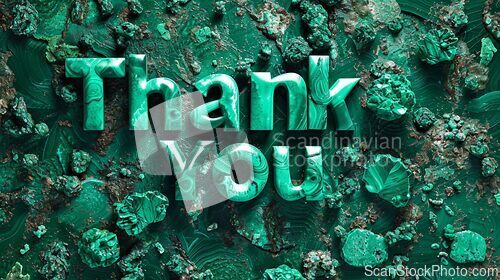 Image of Malachite Crystal Thank you concept creative art poster.