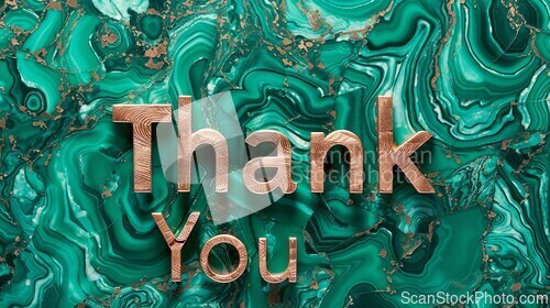 Image of Malachite Crystal Thank you concept creative art poster.