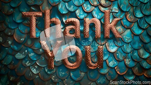 Image of Metallic Fish Scale Thank you concept creative art poster.