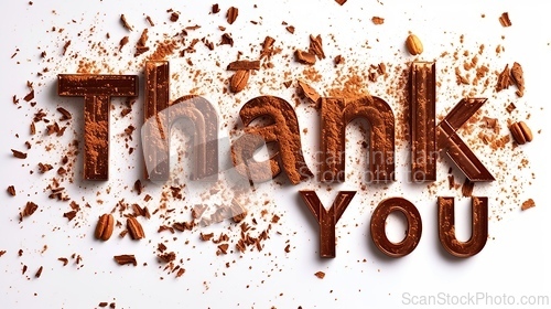 Image of Words Thank You created in Nutmeg Typography.