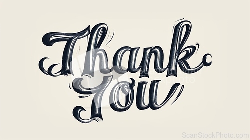 Image of Words Thank You created in Script Typography.