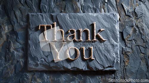 Image of Slate Stone Thank you concept creative art poster.