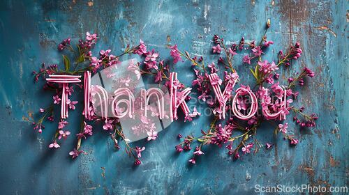 Image of Spring Thank you concept creative art poster.
