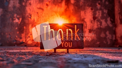 Image of Sunset Thank you concept creative art poster.