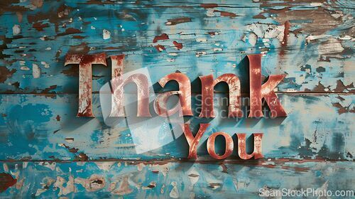 Image of Paper Thank you concept creative art poster.