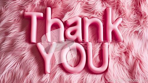Image of Pink Fur Thank you concept creative art poster.