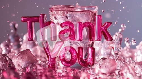 Image of Pink Glass Thank you concept creative art poster.