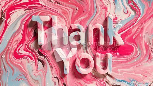 Image of Pink Marble Thank you concept creative art poster.