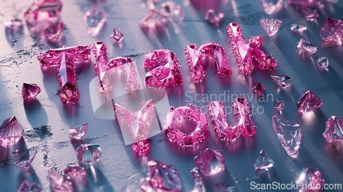 Image of Pink Sapphire Crystal Thank you concept creative art poster.