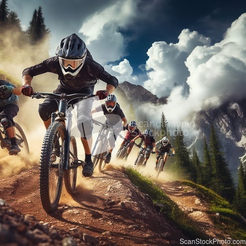 Image of rough downhill mountain bike racing