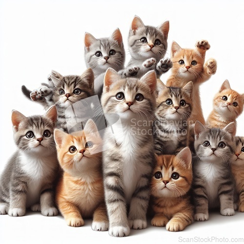 Image of assorted cute kittens on white