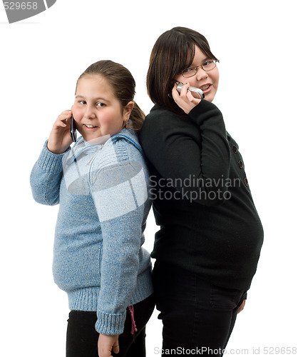 Image of Two Girl On Their Cell Phones