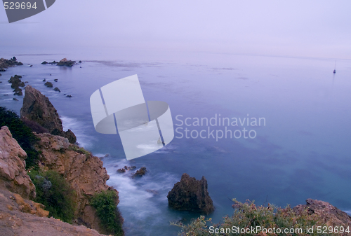 Image of Heron, Boat, & Stormy Sea